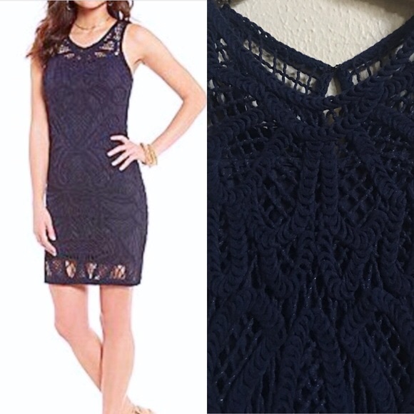 GIANNI BINI NAVY DRESS SIZE LARGE - Picture 2 of 3